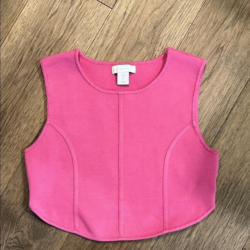 HOUSE OF HARLOW pink crop top, size large
